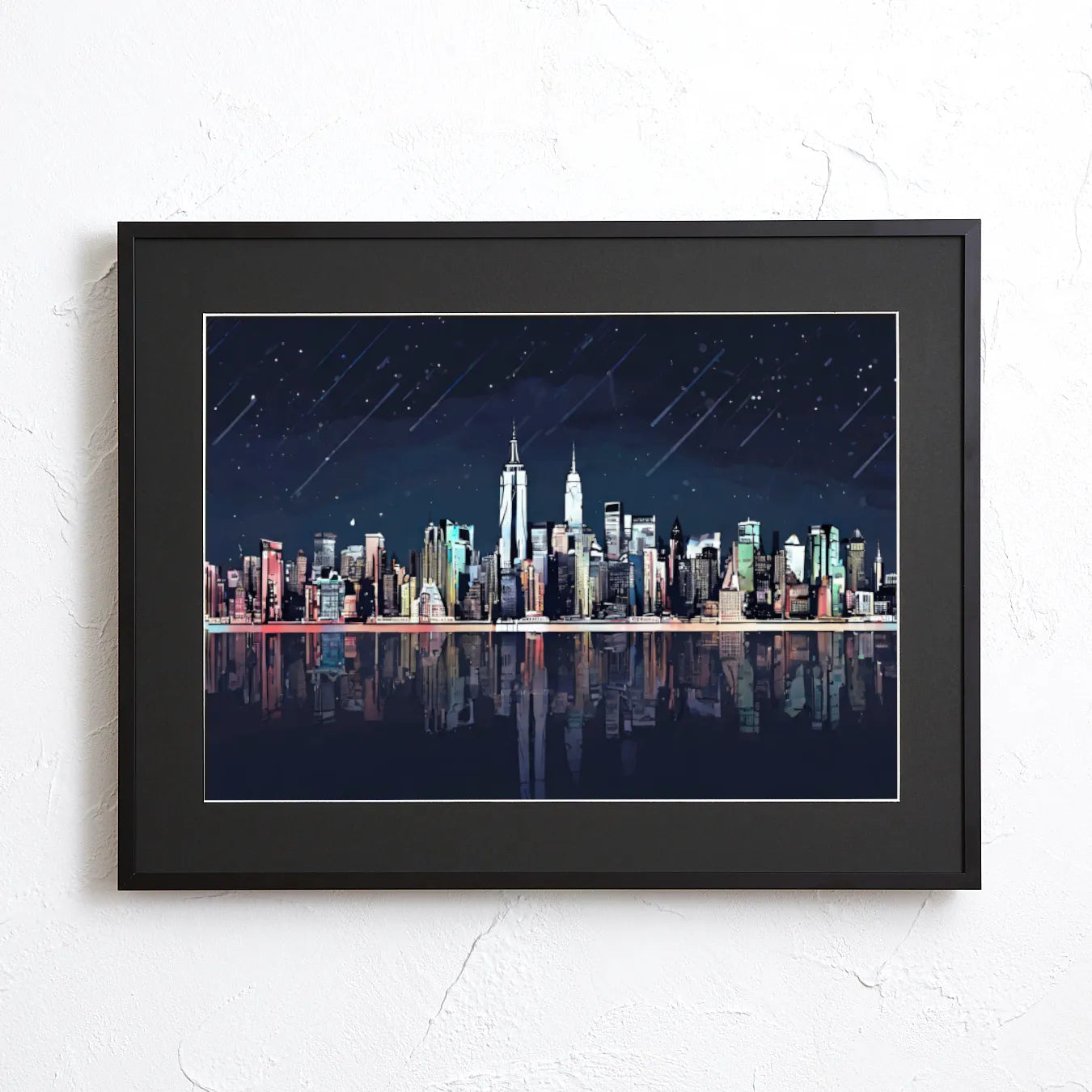 ニューヨークのビル群を描く幻想的なアートポスター『NYC』|夜景が ニューヨークのビル群を描く幻想的なアートポスター『NYC』|夜景が