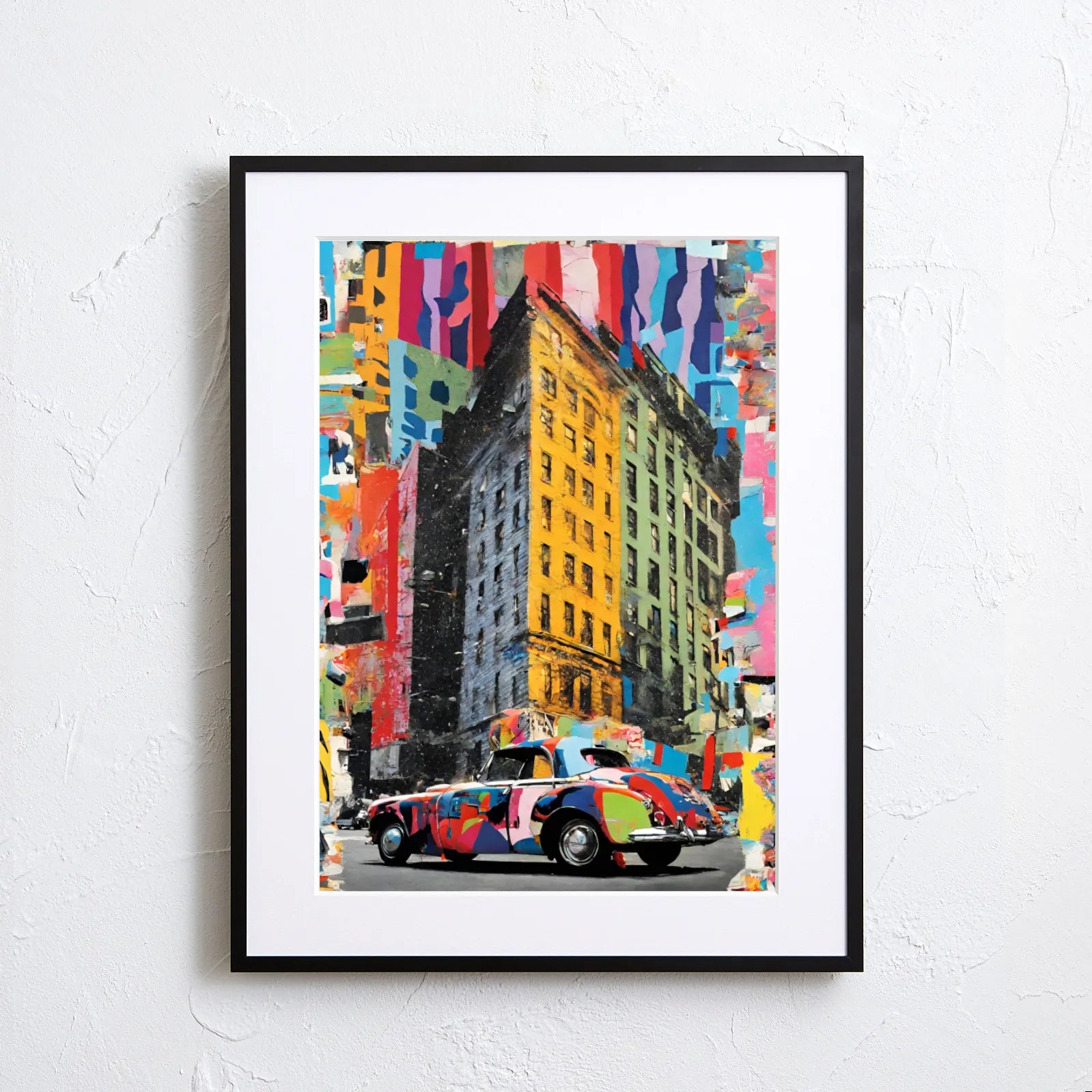 NYの街並みとクラシックカーを描いたポップアートポスター『New York