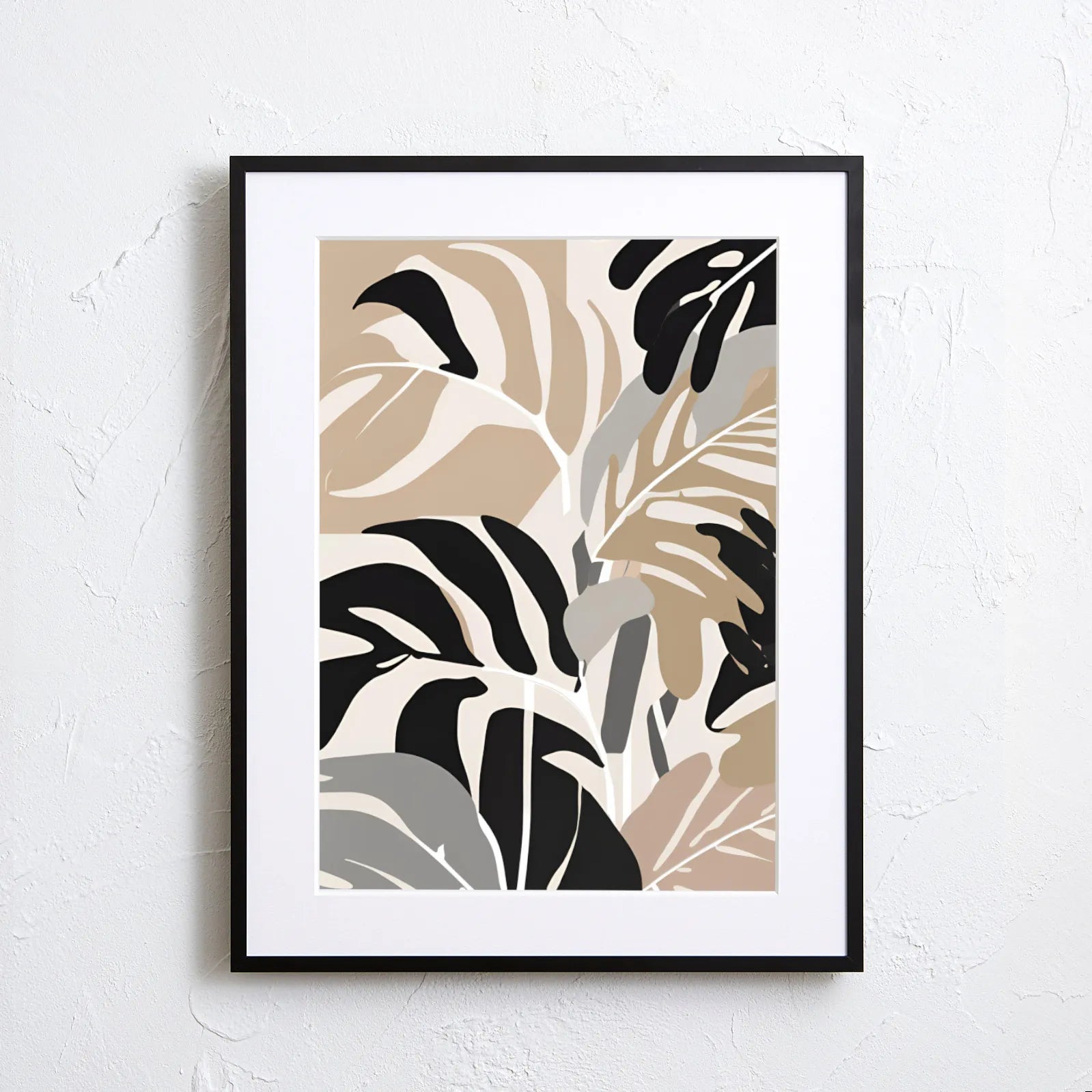 ベージュのボタニカルアートポスター『Metallic Monstera ベージュのボタニカルアートポスター『Metallic Monstera