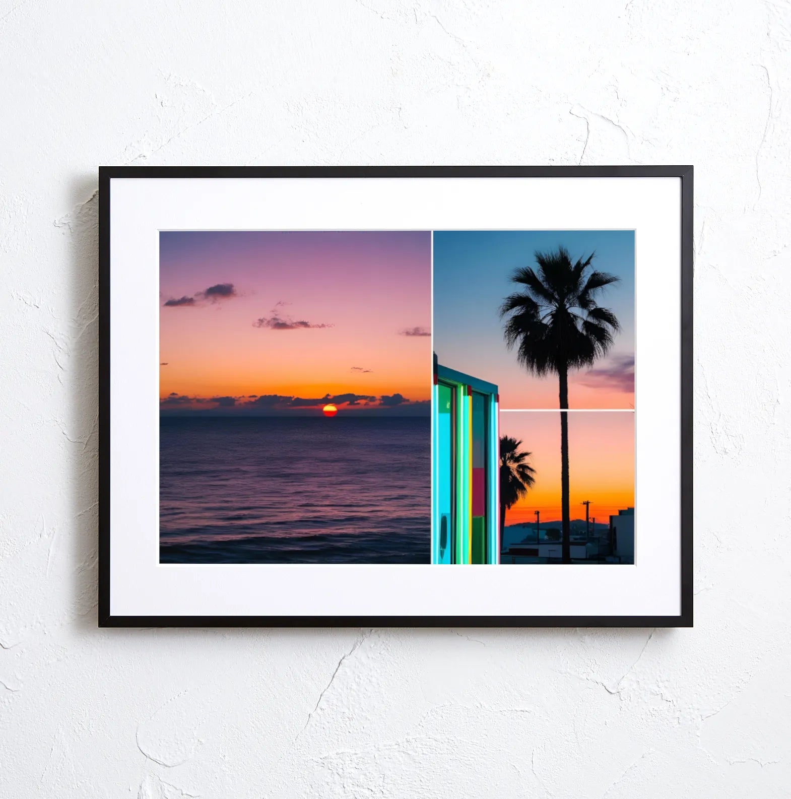 夕焼けとヤシの木の風景アートポスター『Sunset & Neon Palm』|海外 夕焼けとヤシの木の風景アートポスター『Sunset & Neon Palm』|海外