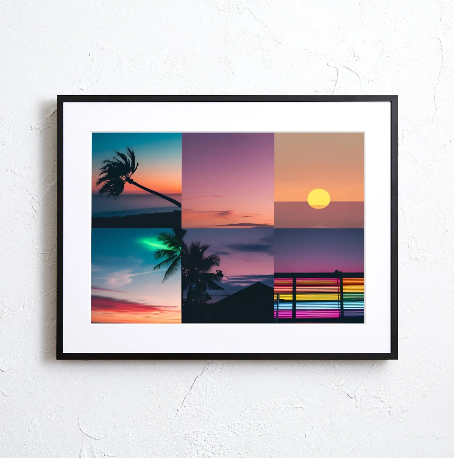 南国のトロピカルな夕焼けと海の風景アートポスター『Tropical Neon