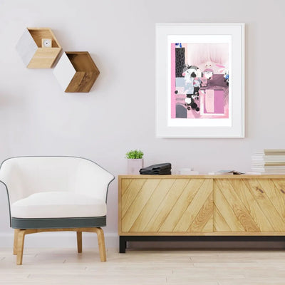 ファッションとストリート感が際立つアナログコラージュアート「360pop」｜deluxe.s.t.o作｜都会的で洗練された抽象ポスター