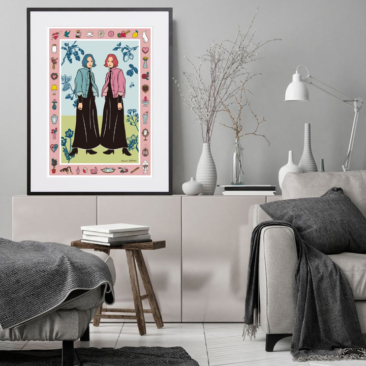 ポップでキュートなアイコンに囲まれたアートポスター『FRAME