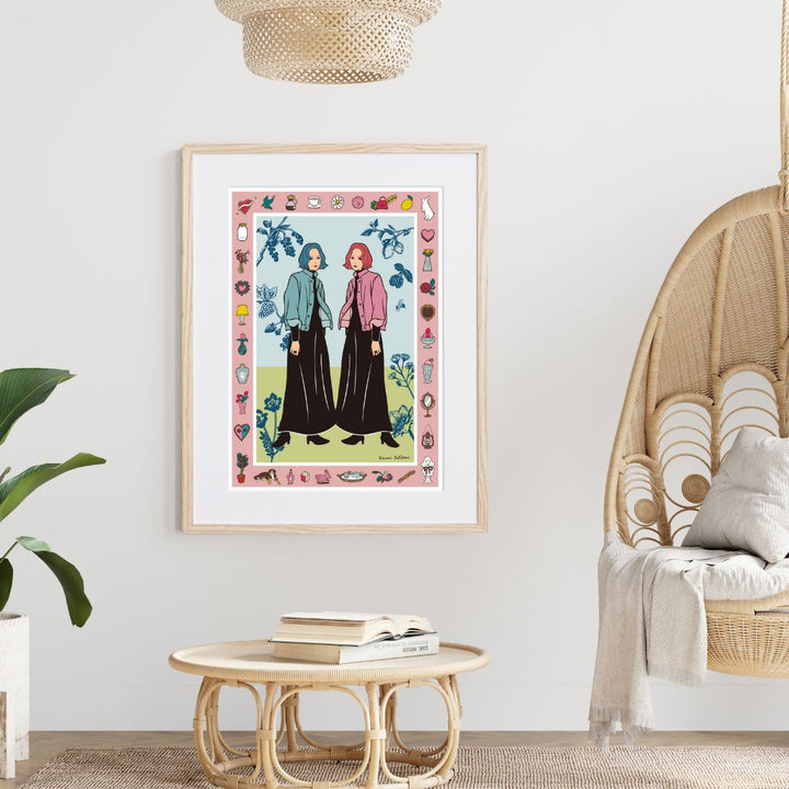 ポップでキュートなアイコンに囲まれたアートポスター『FRAME