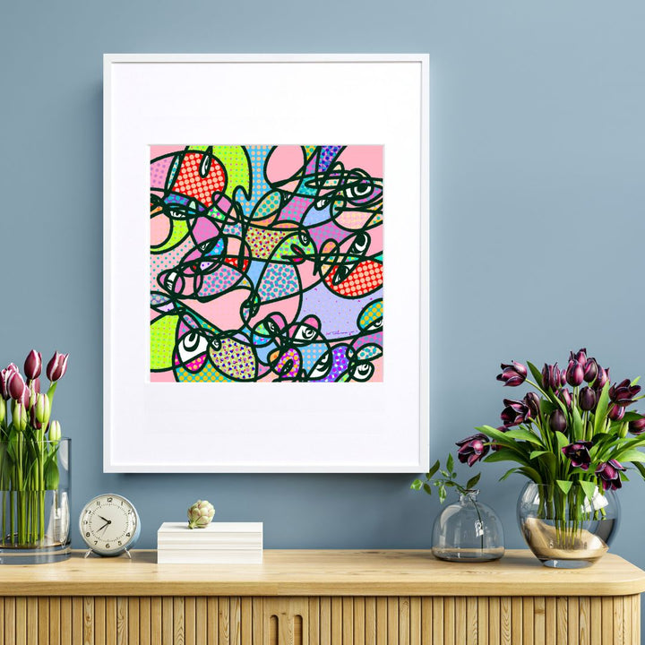 カラフルな線と模様・ドット柄がポップなアートポスター『Friends Ⅳ
