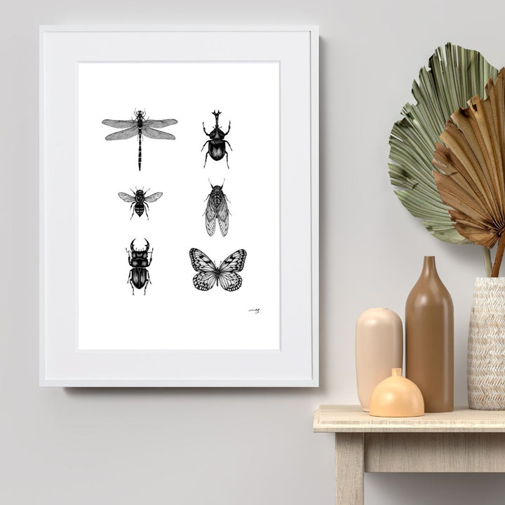繊細な昆虫線画が魅せるドローイングアートポスター「Insect