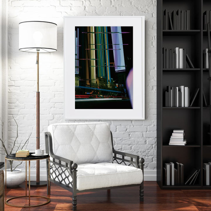都市夜景と光のグリッチが融合した写真アートポスター「Intersection
