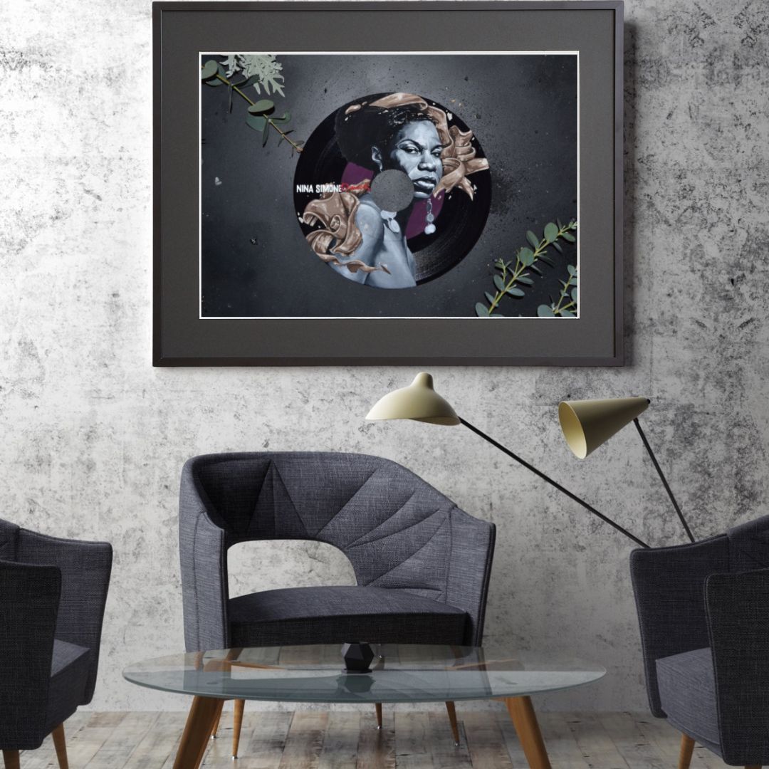 アナログレコードの音楽とヴィンテージ感を表現したアートポスター