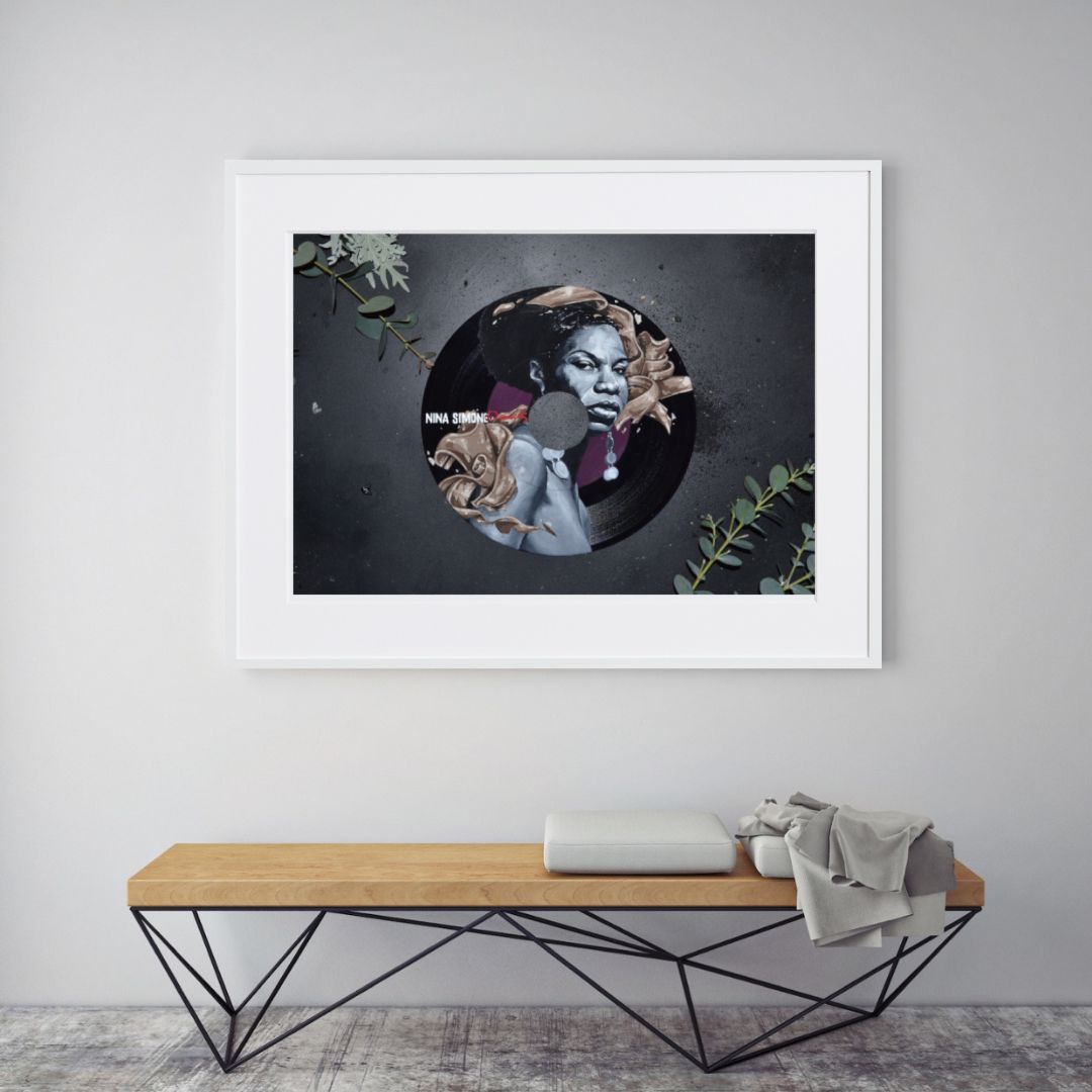 アナログレコードの音楽とヴィンテージ感を表現したアートポスター