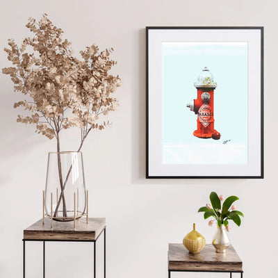 消火栓とタバスコボトルを融合させたコラージュアートポスター「TABASCO」｜Bluse作｜ストリート感のあるシンプルなデザイン