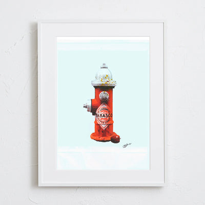 消火栓とタバスコボトルを融合させたコラージュアートポスター「TABASCO」｜Bluse作｜ストリート感のあるシンプルなデザイン