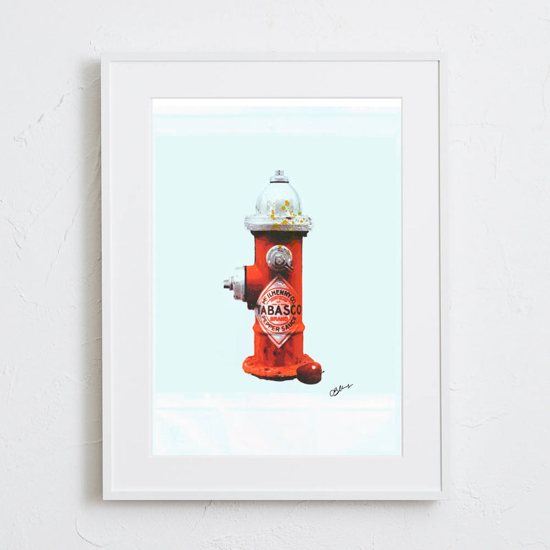 消火栓とタバスコボトルを融合させたコラージュアートポスター「TABASCO」｜Bluse作｜ストリート感のあるシンプルなデザイン