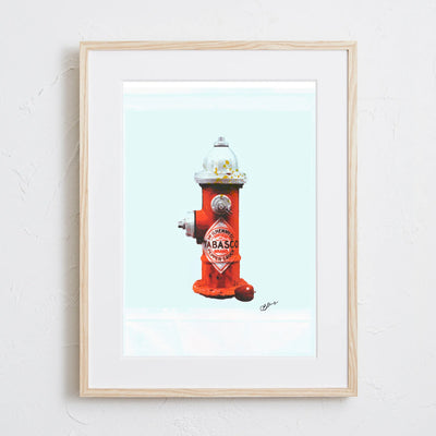 消火栓とタバスコボトルを融合させたコラージュアートポスター「TABASCO」｜Bluse作｜ストリート感のあるシンプルなデザイン