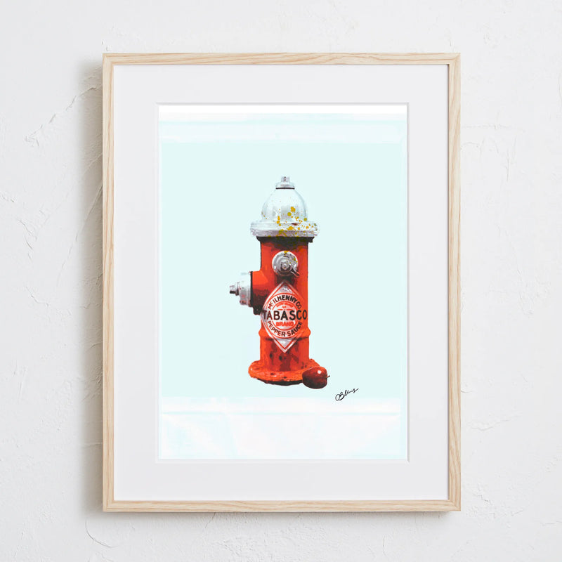 消火栓とタバスコボトルを融合させたコラージュアートポスター「TABASCO」｜Bluse作｜ストリート感のあるシンプルなデザイン