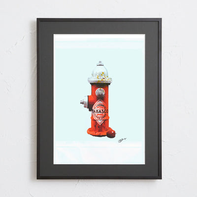 消火栓とタバスコボトルを融合させたコラージュアートポスター「TABASCO」｜Bluse作｜ストリート感のあるシンプルなデザイン