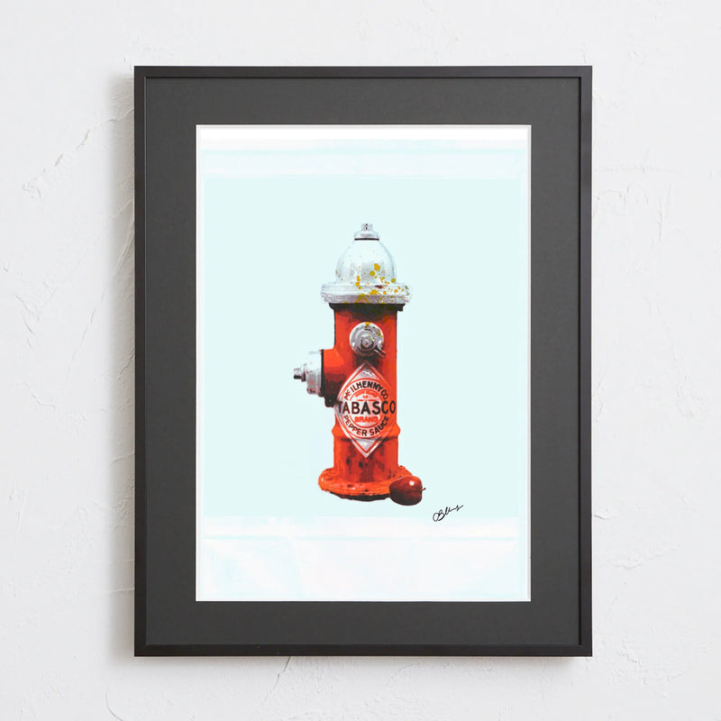 消火栓とタバスコボトルを融合させたコラージュアートポスター「TABASCO」｜Bluse作｜ストリート感のあるシンプルなデザイン