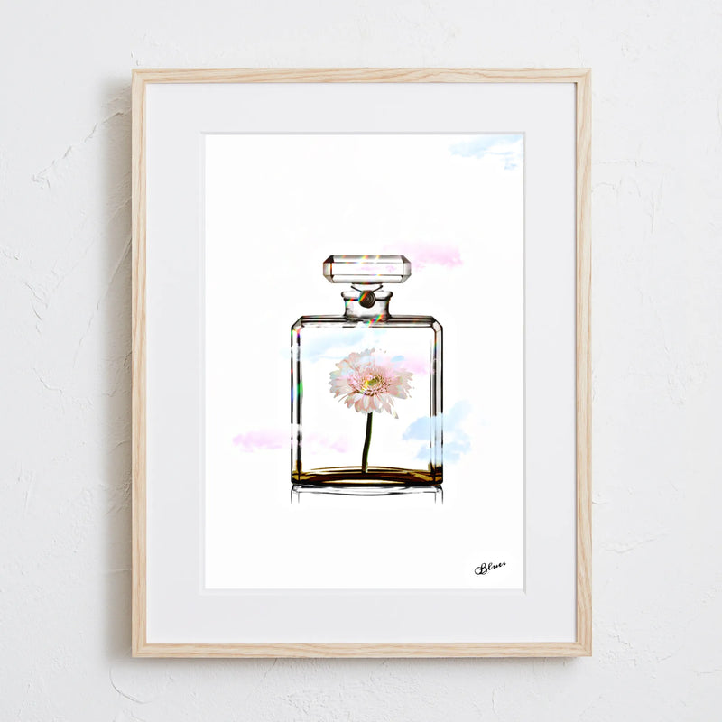 香水瓶とカラフルな花を組み合わせたポップアートポスター「Chanel Flower」｜Bluse作｜大人可愛いフェミニンなデザイン