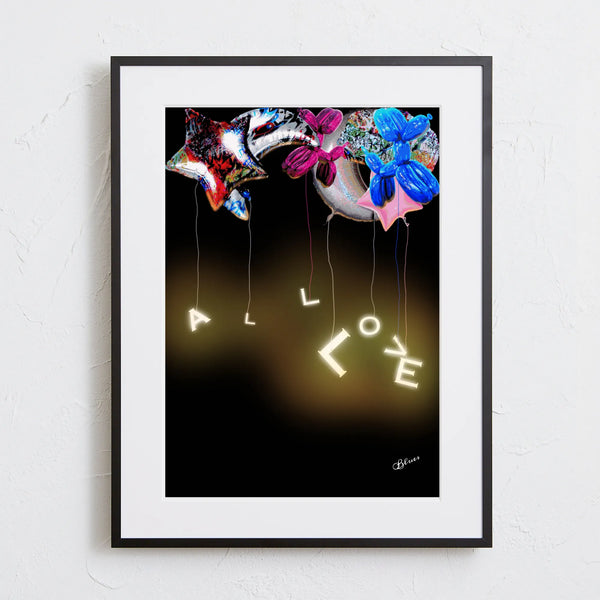 LOVEバルーンとストリート風景を融合させたポップアートポスター「All Love」｜Bluse作｜都会的で明るいコラージュデザイン