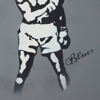 ピンクの王冠をかぶったボクサーモハメド・アリのステンシルアート『You are King(original)｜Blues｜自信をくれる一枚