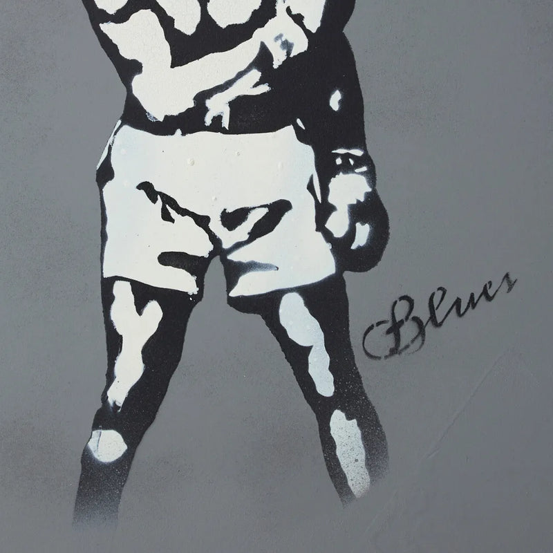 ピンクの王冠をかぶったボクサーモハメド・アリのステンシルアート『You are King(original)｜Blues｜自信をくれる一枚