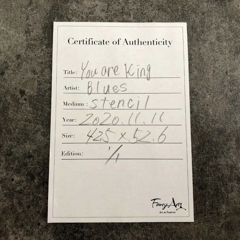 ピンクの王冠をかぶったボクサーモハメド・アリのステンシルアート『You are King(original)｜Blues｜自信をくれる一枚