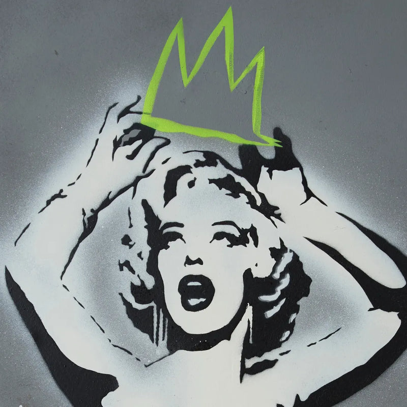 ネオン王冠を手にしたマリリン・モンローを描いたモノクロ原画アート『You are Queen(original)』｜Blues｜空間に存在感を残す作品