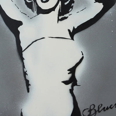 ネオン王冠を手にしたマリリン・モンローを描いたモノクロ原画アート『You are Queen(original)』｜Blues｜空間に存在感を残す作品