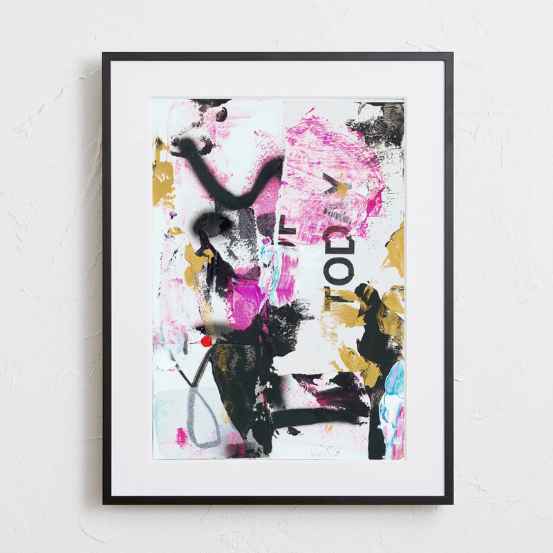 ミッドセンチュリーモダンな空間に映える抽象アートポスター「fakieollie」｜deluxe.s.t.o作｜スタイリッシュなアナログコラージュ作品