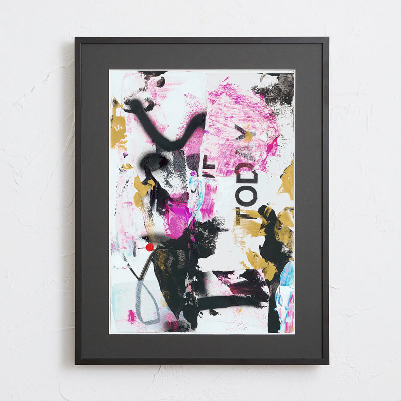 ミッドセンチュリーモダンな空間に映える抽象アートポスター「fakieollie」｜deluxe.s.t.o作｜スタイリッシュなアナログコラージュ作品