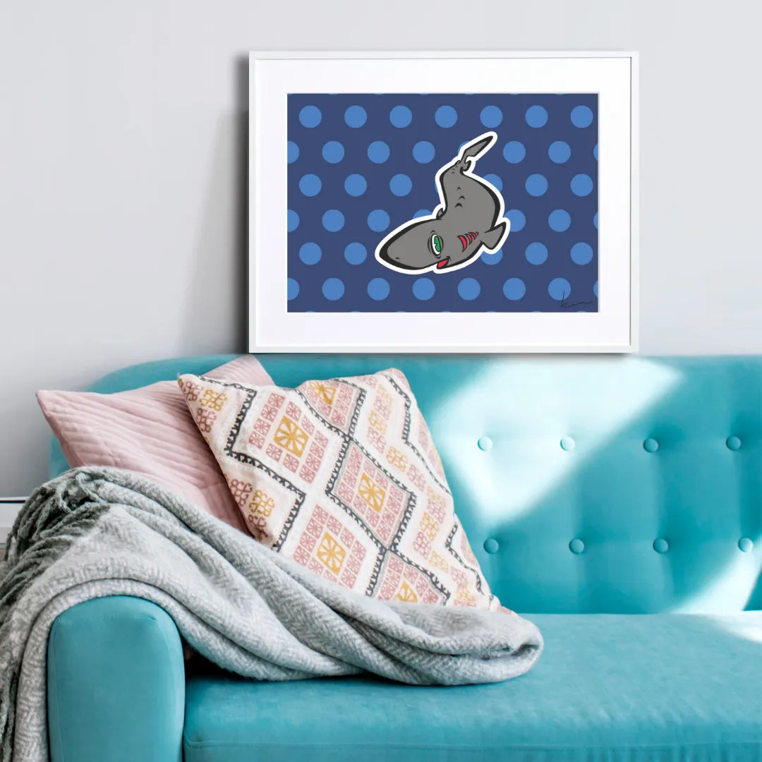 アート作品 アクリル画 命溢れる深海の生き物たちB 生きた化石と呼ばれる深海魚をモチーフ『ラブカ』｜サメ好き