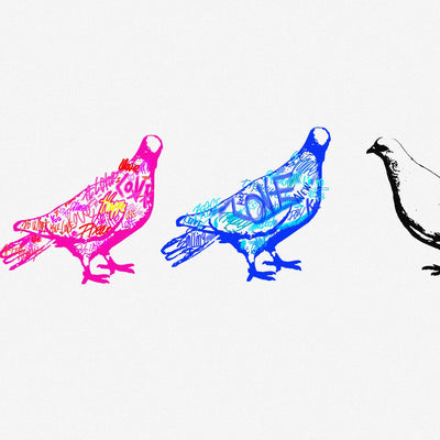 ハト 鳩 LOVEタイポグラフィ シンプルイラスト アートポスター