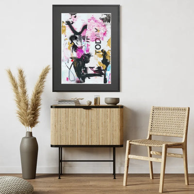 ミッドセンチュリーモダンな空間に映える抽象アートポスター「fakieollie」｜deluxe.s.t.o作｜スタイリッシュなアナログコラージュ作品