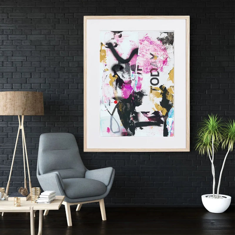 ミッドセンチュリーモダンな空間に映える抽象アートポスター「fakieollie」｜deluxe.s.t.o作｜スタイリッシュなアナログコラージュ作品