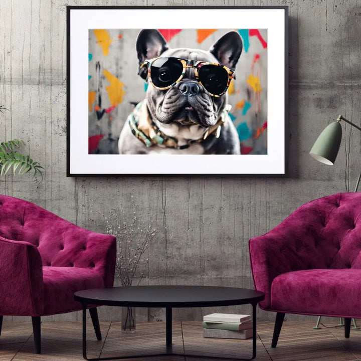 ユニークでおしゃれなフレンチブルドッグのアートポスター『French