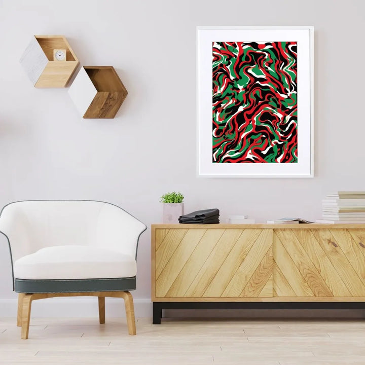 赤×緑が躍動する抽象アートポスター『A Tribe Called Quest Pattern Ⅱ