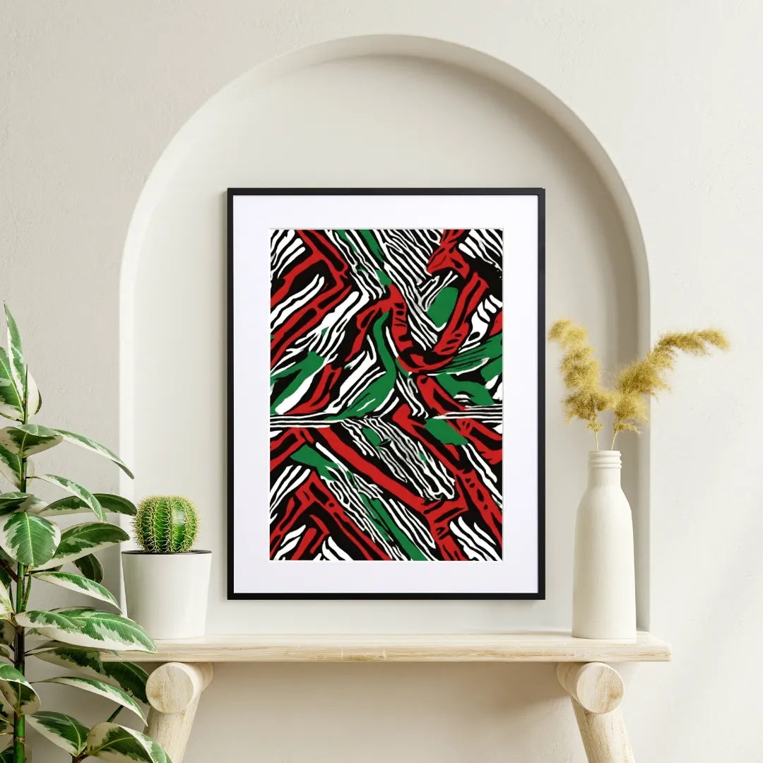 赤×緑×白の大胆なパターンアートポスター『A Tribe Called Quest 赤×緑×白の大胆なパターンアートポスター『A Tribe Called Quest