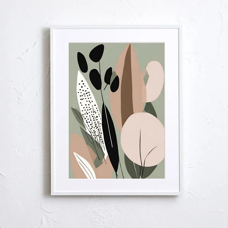 北欧風の植物モチーフを描いたアートポスター「Calm」｜Fancy Art Select作｜やさしいくすみカラーのイラスト