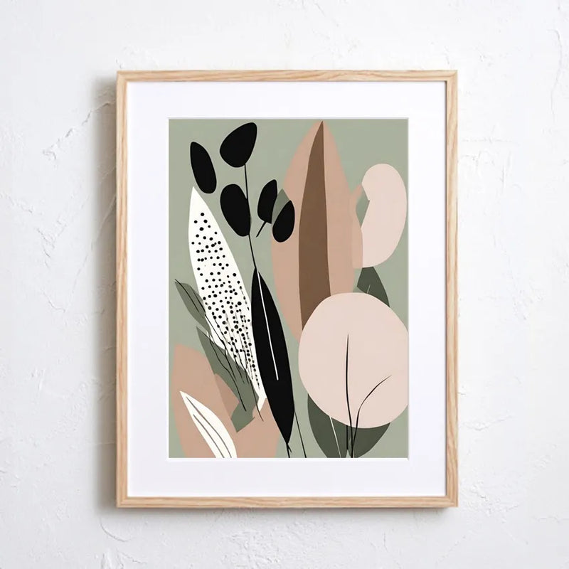 北欧風の植物モチーフを描いたアートポスター「Calm」｜Fancy Art Select作｜やさしいくすみカラーのイラスト