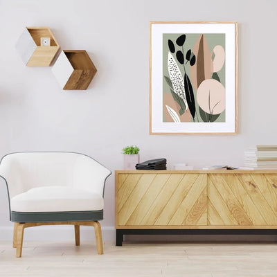 北欧風の植物モチーフを描いたアートポスター「Calm」｜Fancy Art Select作｜やさしいくすみカラーのイラスト