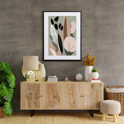 北欧風の植物モチーフを描いたアートポスター「Calm」｜Fancy Art Select作｜やさしいくすみカラーのイラスト