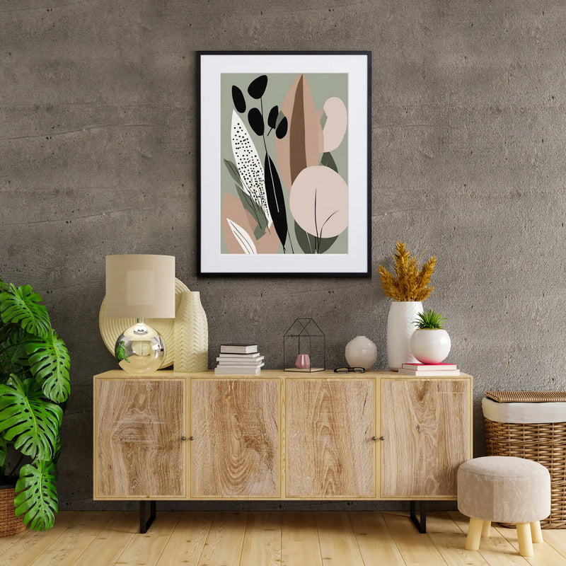 北欧風の植物モチーフを描いたアートポスター「Calm」｜Fancy Art Select作｜やさしいくすみカラーのイラスト