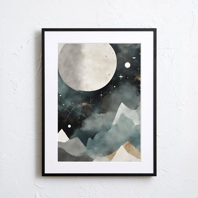 幻想的な満月を描いたアートポスター「Full Moon」｜Fancy Art Select作｜静寂と広がりを感じるデジタルイラスト