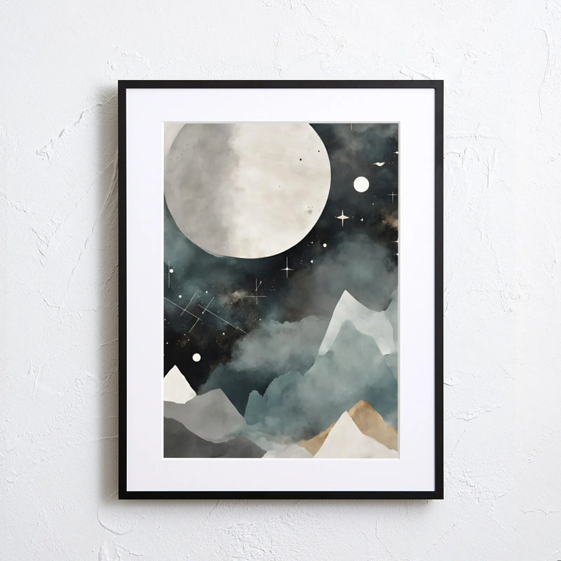 幻想的な満月を描いたアートポスター「Full Moon」｜Fancy Art Select作｜静寂と広がりを感じるデジタルイラスト