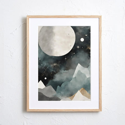 幻想的な満月を描いたアートポスター「Full Moon」｜Fancy Art Select作｜静寂と広がりを感じるデジタルイラスト