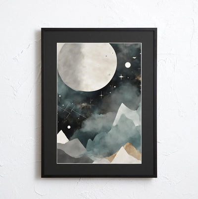 幻想的な満月を描いたアートポスター「Full Moon」｜Fancy Art Select作｜静寂と広がりを感じるデジタルイラスト