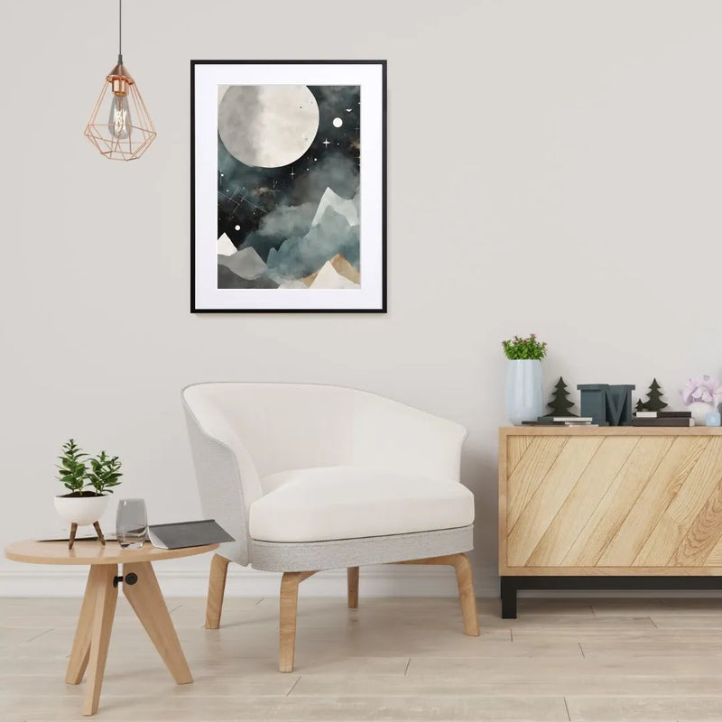幻想的な満月を描いたアートポスター「Full Moon」｜Fancy Art Select作｜静寂と広がりを感じるデジタルイラスト