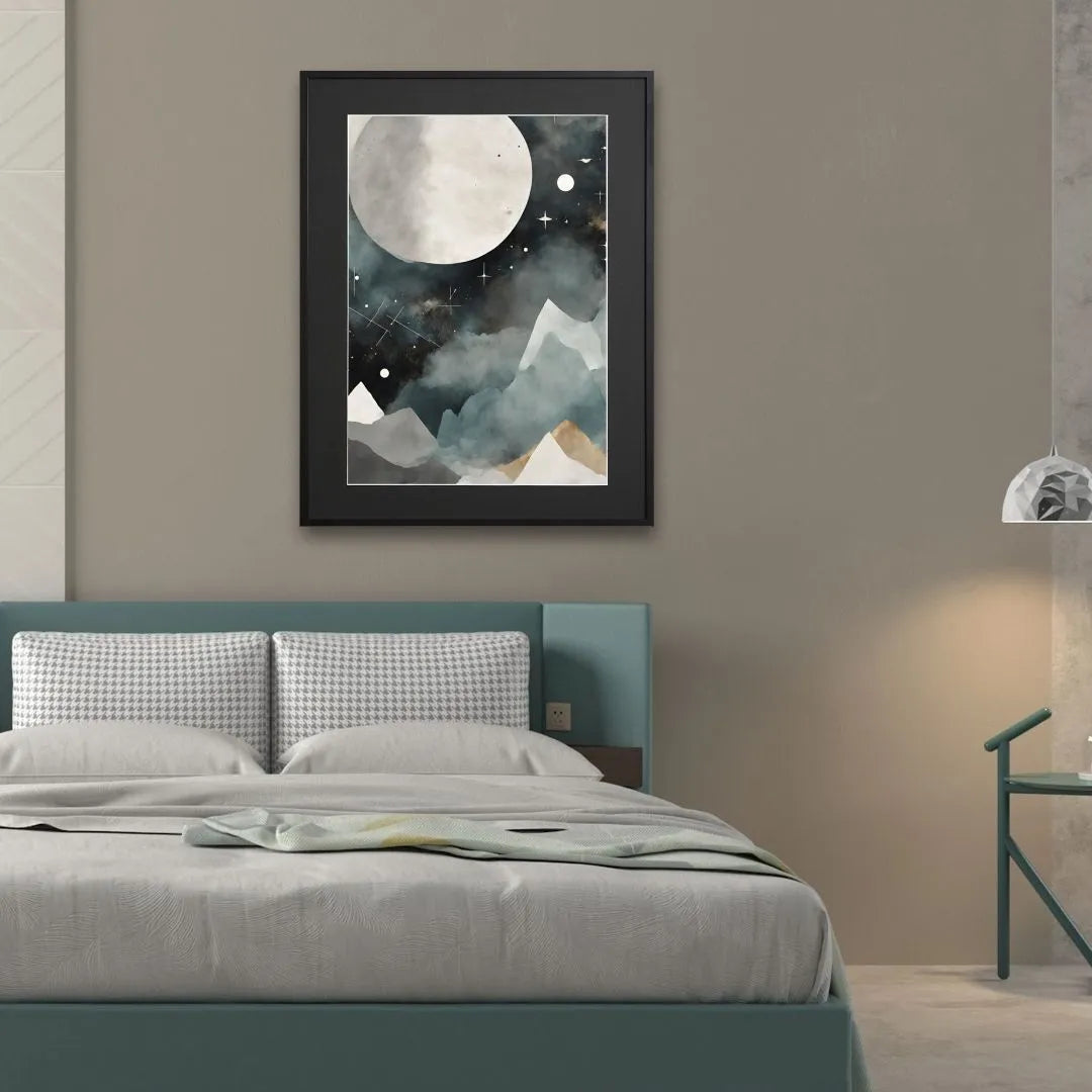 満月と夜幻想的な雰囲気を描いたアートポスター「Full Moon」｜静寂を