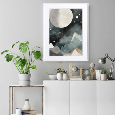 幻想的な満月を描いたアートポスター「Full Moon」｜Fancy Art Select作｜静寂と広がりを感じるデジタルイラスト
