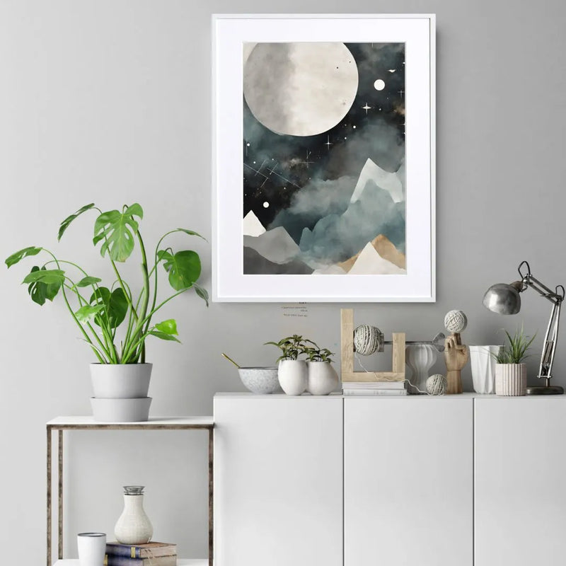 幻想的な満月を描いたアートポスター「Full Moon」｜Fancy Art Select作｜静寂と広がりを感じるデジタルイラスト