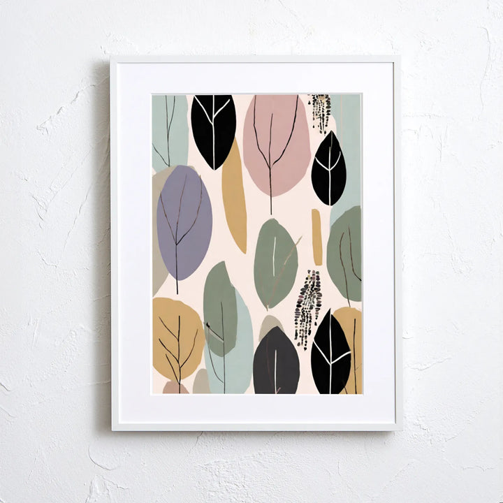 北欧風の落ち着きあるリーフ柄アートポスター「Tranquil」｜やさしい